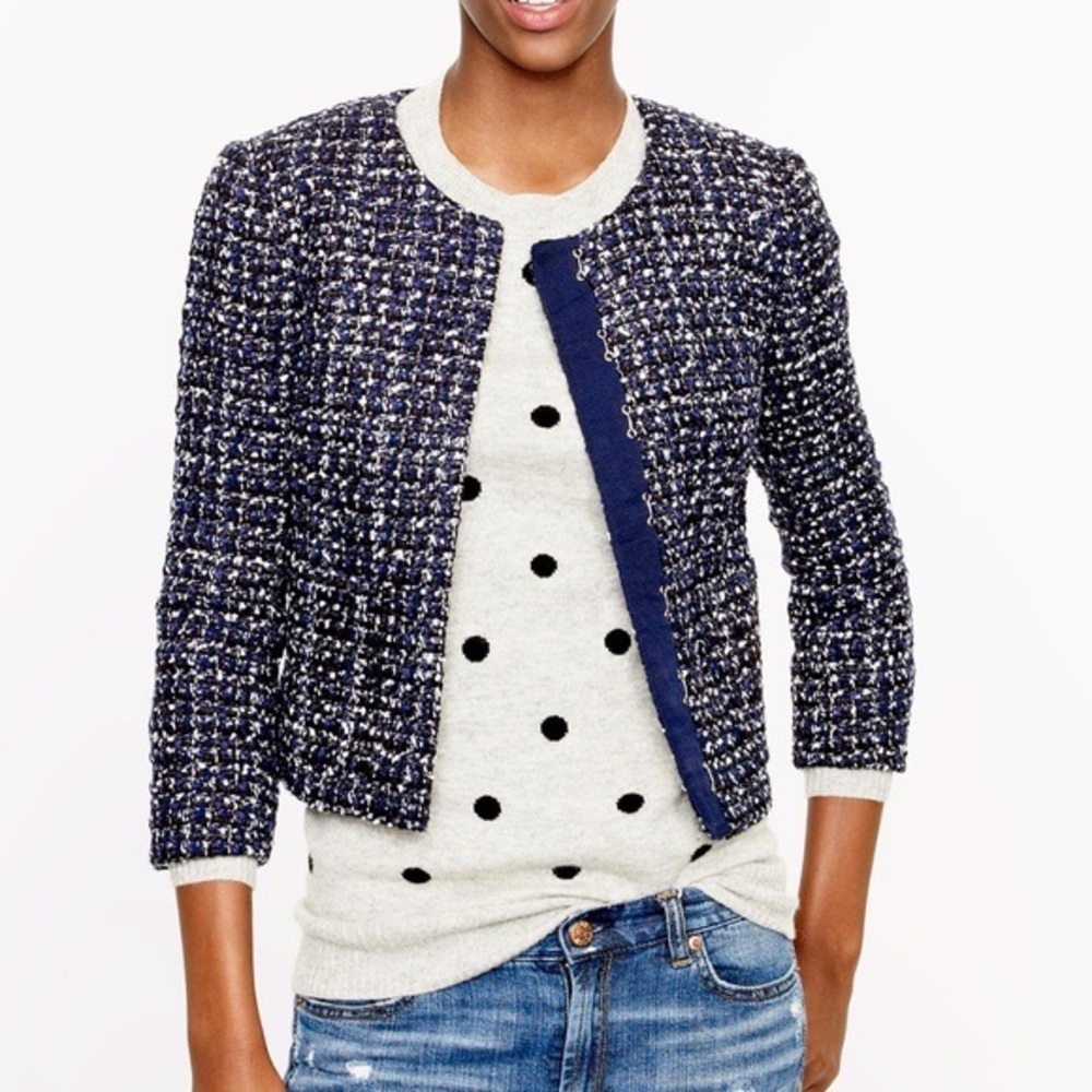 J. Crew Midnight Blue, Cropped Tweed Jacket